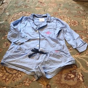GILLY HICKS SYDNEY BLUE JAMMIES PAJAMA SET SHORT+SHIRT: SHORT S, TOP L